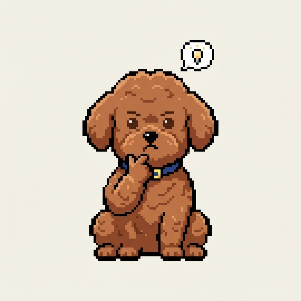 Hodu the pixel poodle thinking
